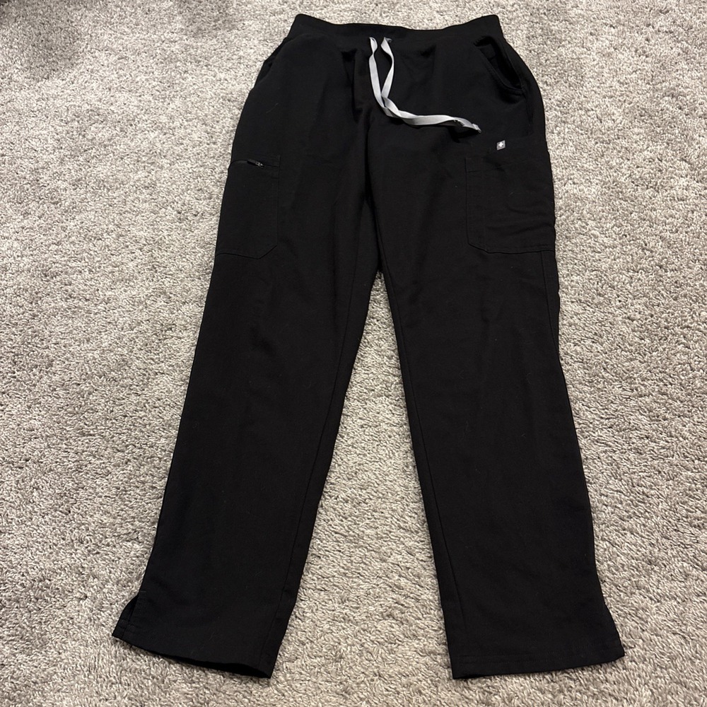 Womens FIGS Scrub Pants Black HW Yola Technical Collection Cargo Medical Medium